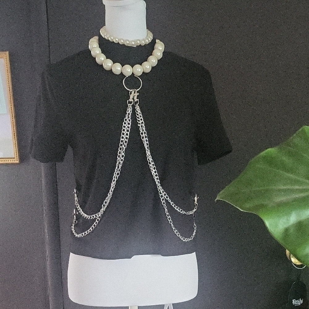 Black Chain Embellished Women's Top